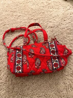 Vera Bradley Red Quilted Paisley Original Duffle Mini